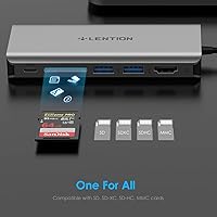 Vista 6 de LENTION Hub USB C con HDMI 4K, lector de tarjetas SD, 2 USB 3.0, carga tipo C y compatible con Ethernet MacBook Pro 2023-2016, nuevo Mac