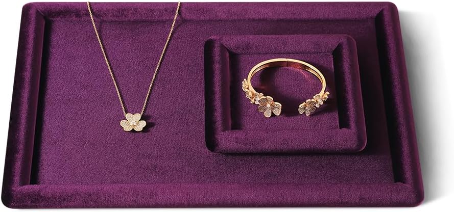 Velvet Jewelry Display Tray for Ring Earrings Necklace Bracelet Flat Tray