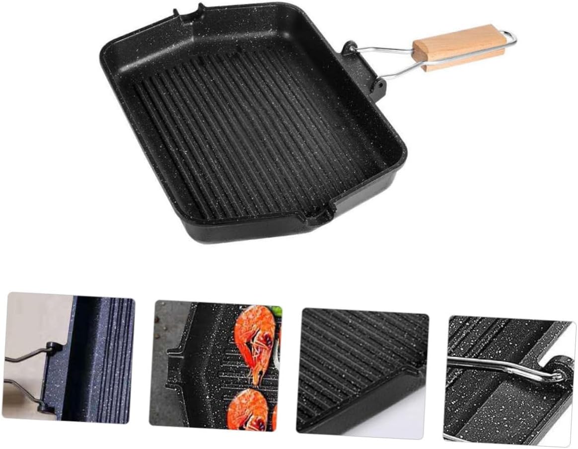 VICASKY Non-stick Barbecue Plate Square Grill Pan Smokeless Steak Frying Maker Household Fish Grilling Pan for Induction Cookers and Stovetop Cooking