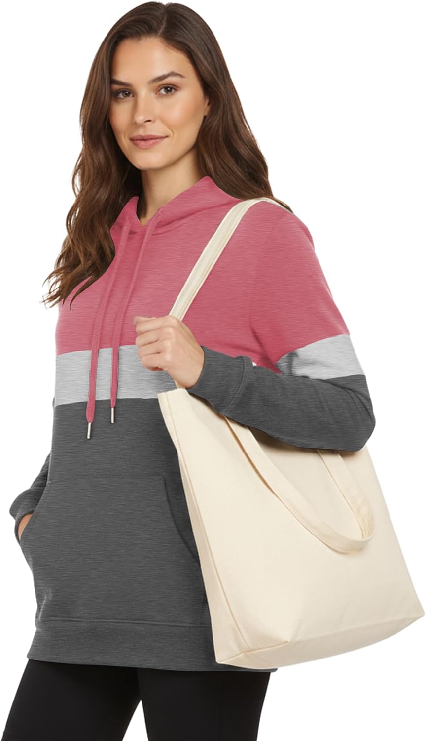 AURUZA Hoodies for Women Sweatshirt with Pocket, Women's Long Sleeve Loose Fit Pullover Hooded Drawstring Tunic Top - Image 2