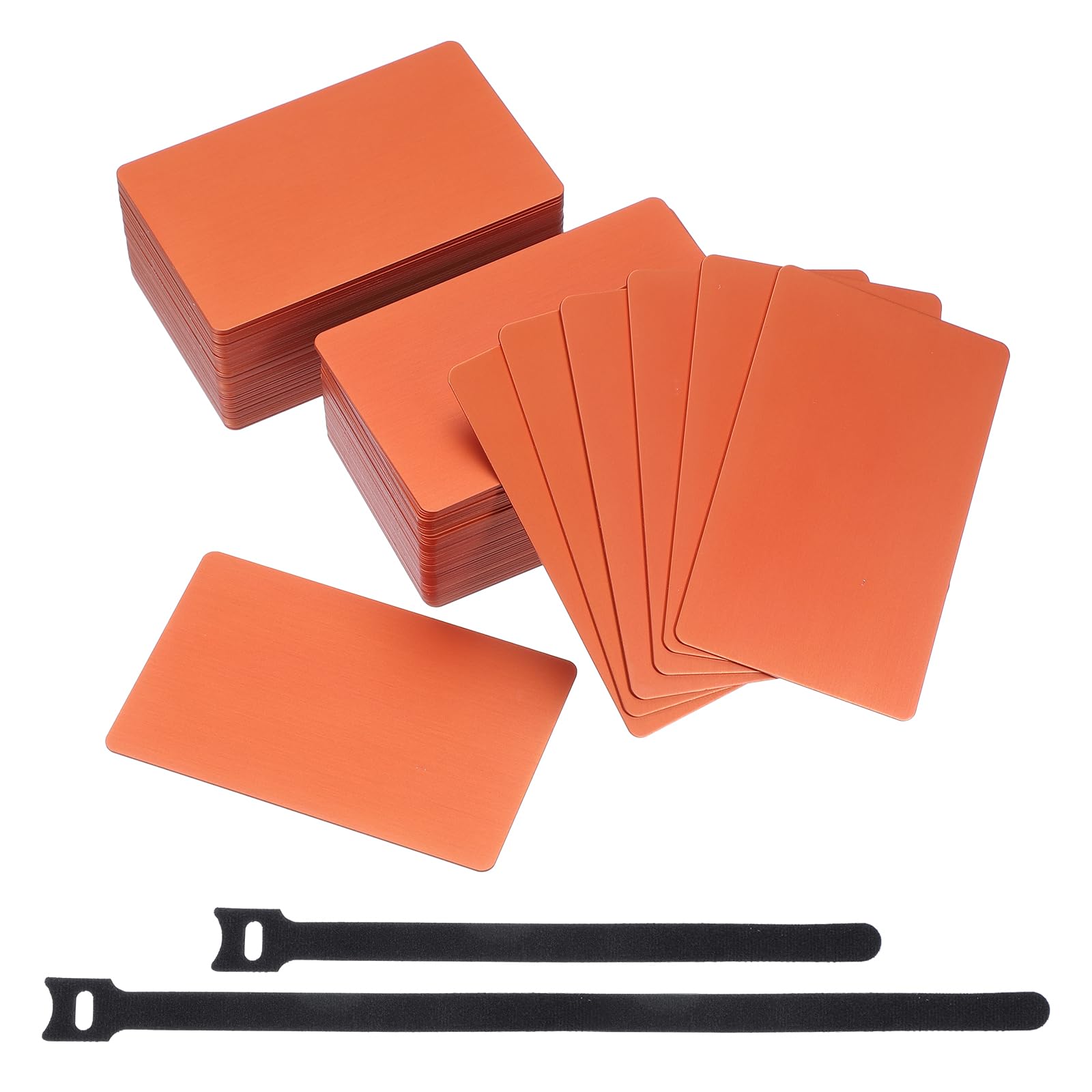 sourcing map Visitenkarten aus Metall, 0,8 mm, blanko, dick, Aluminium, für Namenskarten, DIY-Geschenkkarten, Orange, 100 Stück