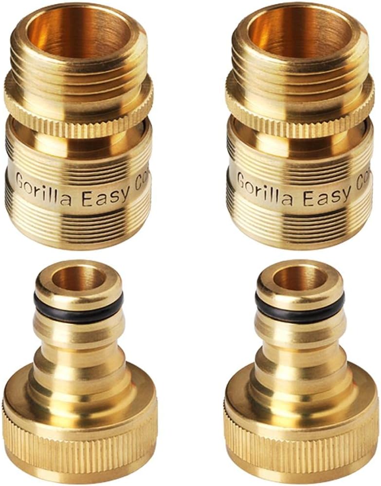 GORILLA EASY CONNECT Garden Hose Quick Connect Fittings. ¾ Inch GHT Solid Brass. (2) : Patio, Lawn & Garden