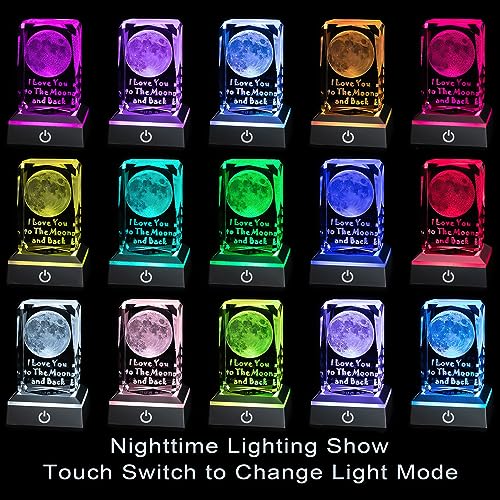 hochance 3D Moon Crystal Multicolor Nightlight,I Love You Decolamp,Perfect Mothers Day Gifts for Mom Mother My Girlfriend Wife Her,Unique Valentines Anniversary Birthday Presents Ideas - Image 3