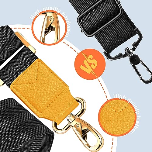Image of ZINZ 60 inch Universal Strap with Ultra-thick Fixed Breathable Pad - Adjustable Heavy-duty Shoulder Strap for Laptop, Crossbody Luggage, Gym Bag, Camera Bag and More - Black, Yellow