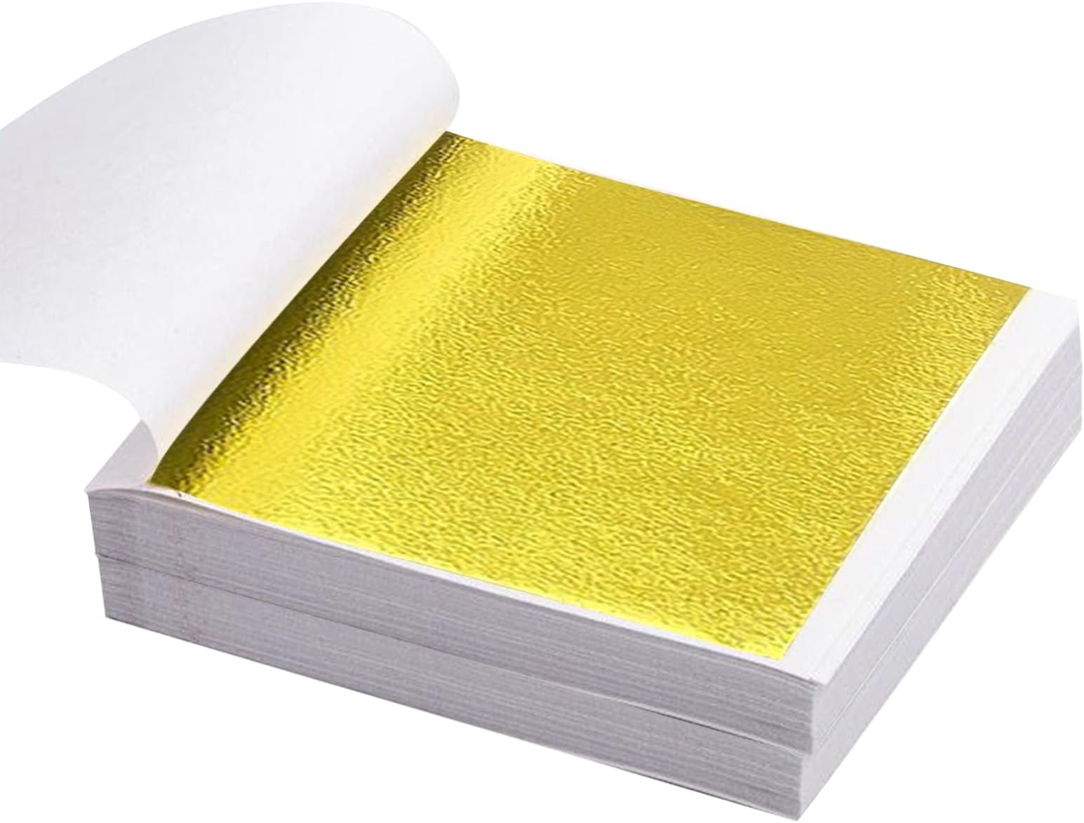 Gold Leaf Sheets, 200 Imitation Gold Leaf Foil Flakes Sheets 9 X 9cm Golden Leaves Foil Paper Sheet for Art Nail Crafting Gilding Furniture