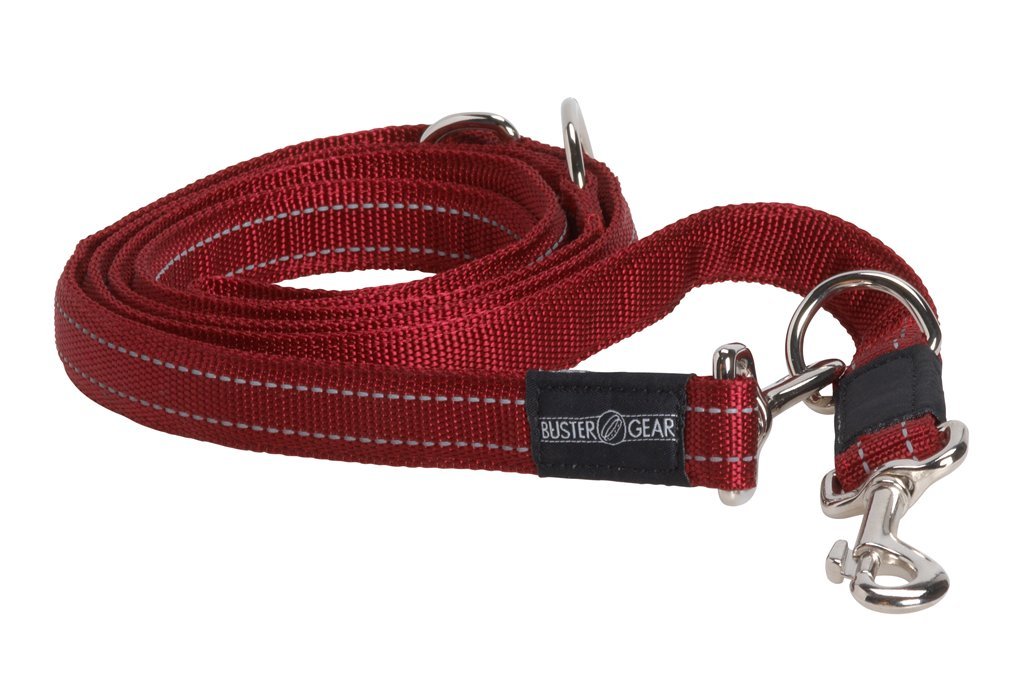 Kruuse Buster 7-Way Lead, Reflective, 1 cm x 6.5 ft, red