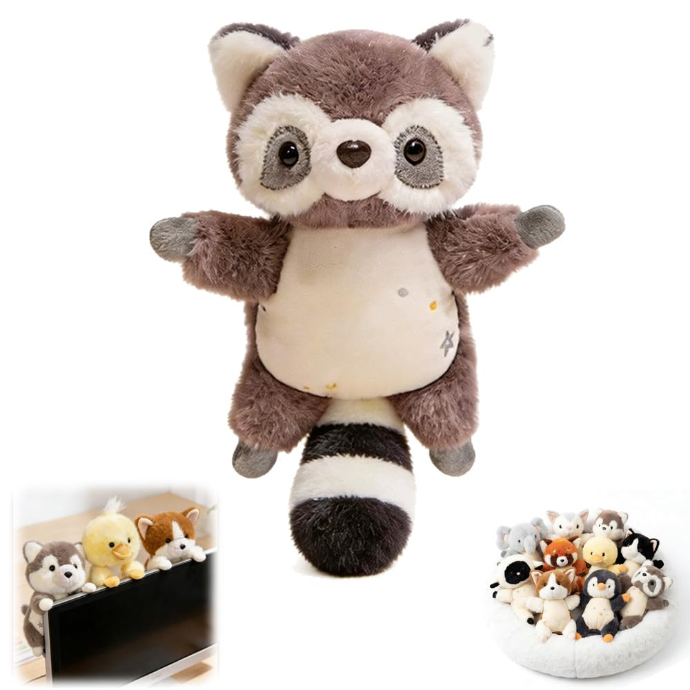 Nuyiac Magnetic Animals Plush Toy, Weighted Cute Animal Doll, Use as Fridge Magnet, Curtain Tieback or Home Decor (Raccoon)