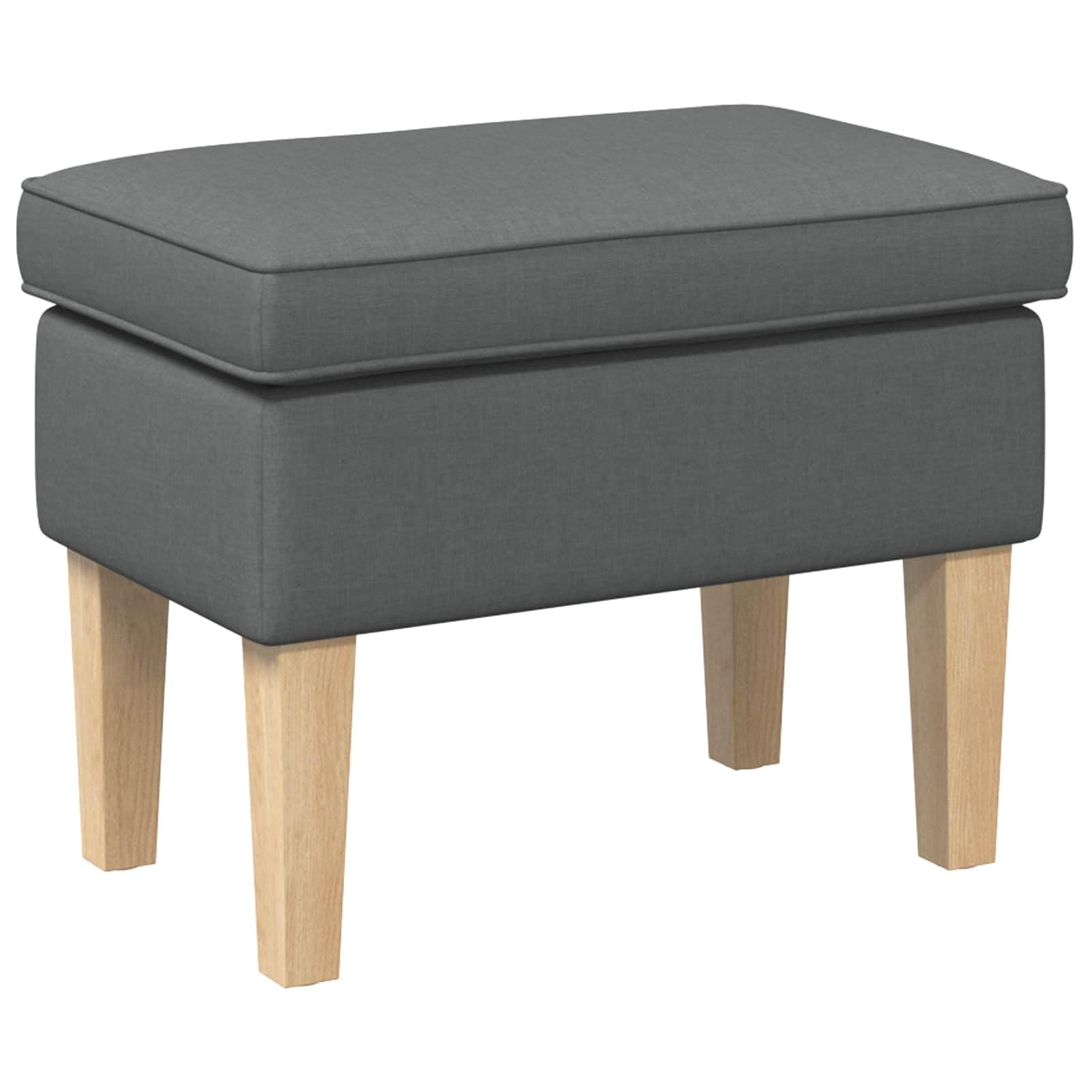 Pouf gris foncé en tissu 55x35x41 cm en bois massif