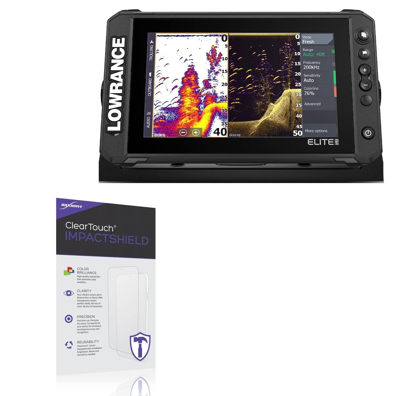 BoxWave Screen Protector Compatible with Lowrance Elite FS 9 - ClearTouch ImpactShield (2-Pack), Impenetrable Screen Protector Flexible Film
