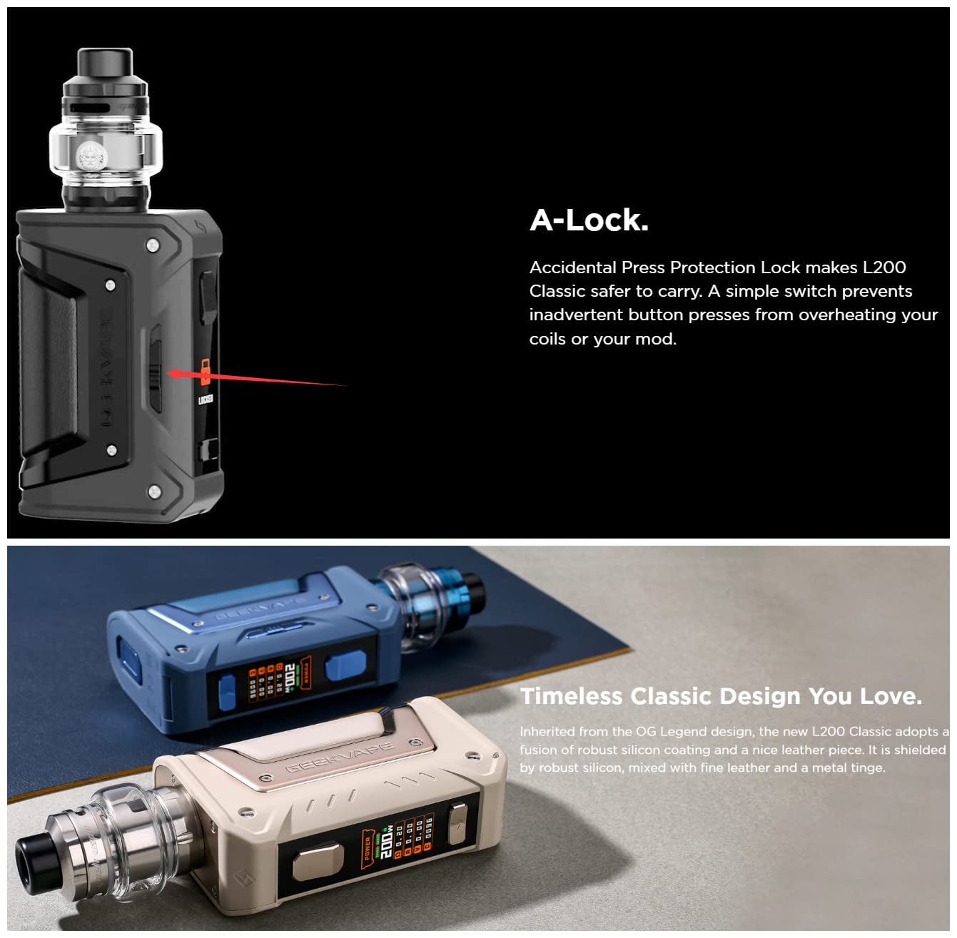 GEEKVAPE L200 Classic Kit - 200W GEEKVAPE Aegis Legend 2 Classic Box Mod  Vape Fit 6ML Z Max Tank M Coil E-Cigarette Vaporizer - Nicotine Free :  Amazon.es: Electronics