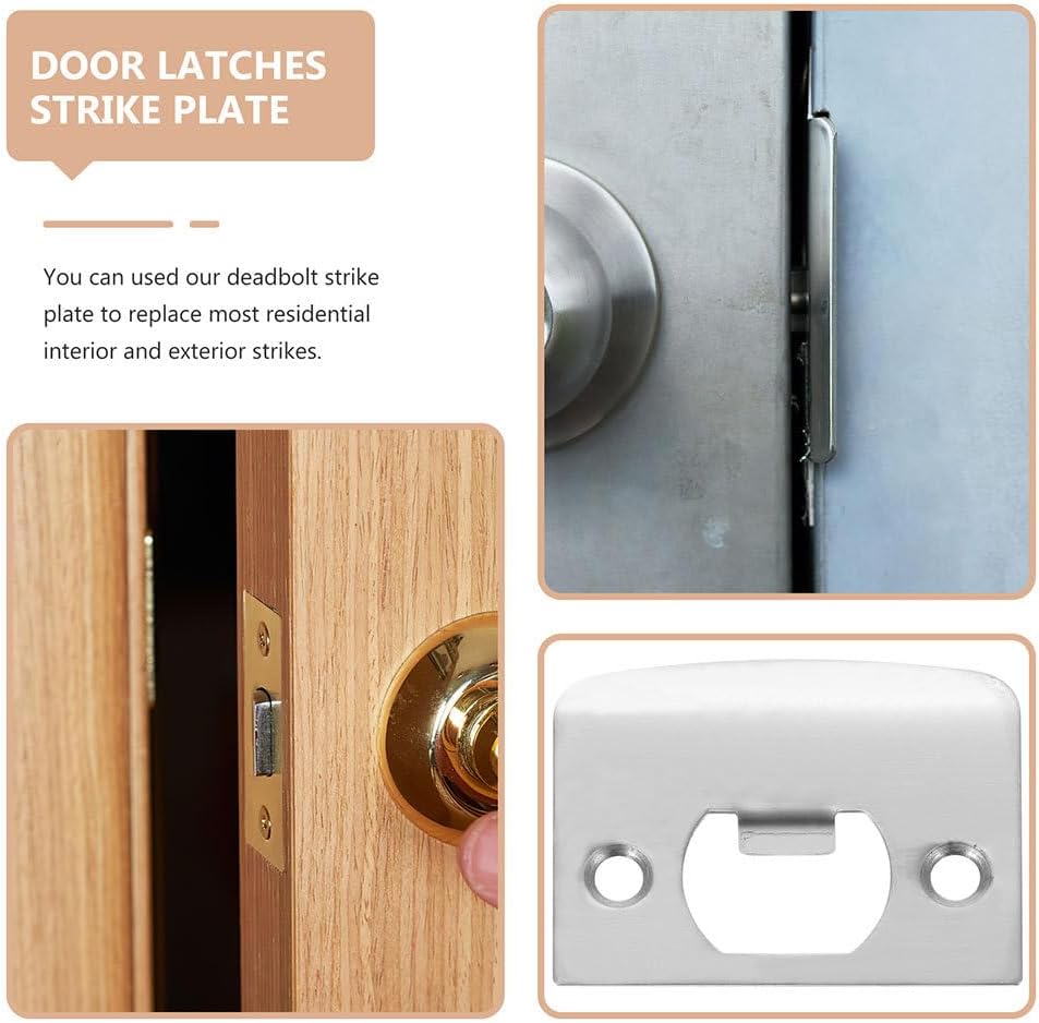 DOITOOL Deadbolt Strike Plate Front Door Reinforcement Hole Filler Plate 2.24X1.77 Inch Stainless Steel Security Cover for Interior Exterior Swing Doors 6 Pack