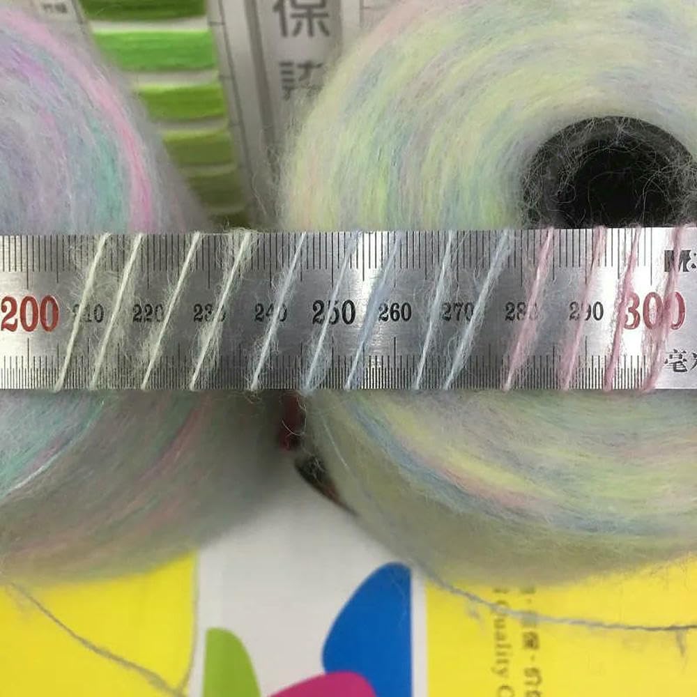 Filato di Mohair Tinto a segmenti da 500 g, Filato di Lana per Neonati Delicato sulla Pelle, per lavori a Maglia Fai da Te, Scialle, Maglioni, Filato Arcobaleno gonfio.