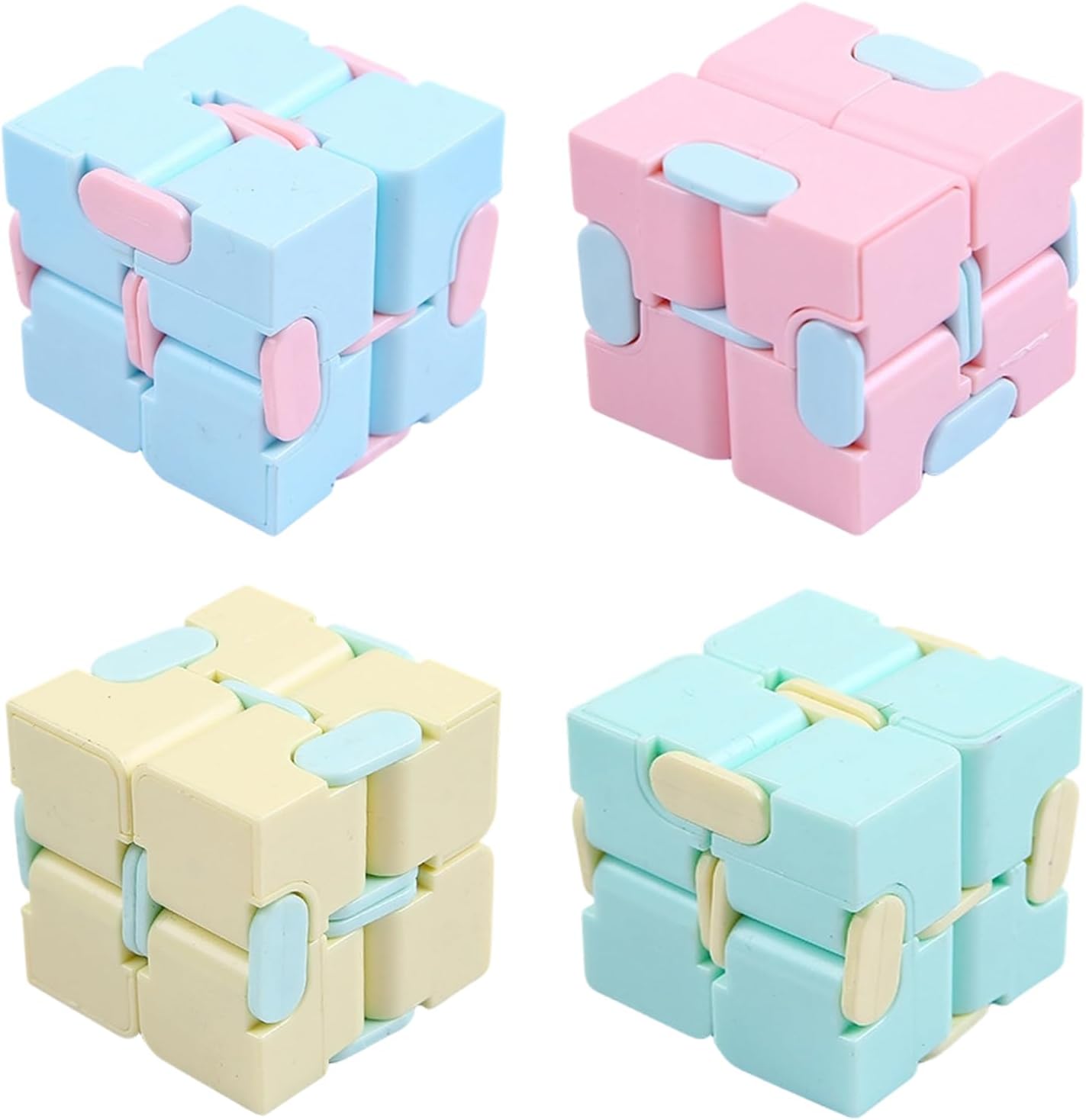 4PCS Infinity Cube, Fidget Cubes for Adults, Stress Relief Cube for Office Work and Classroom Focus, Portable 8x4x2 cm(Multicolored)