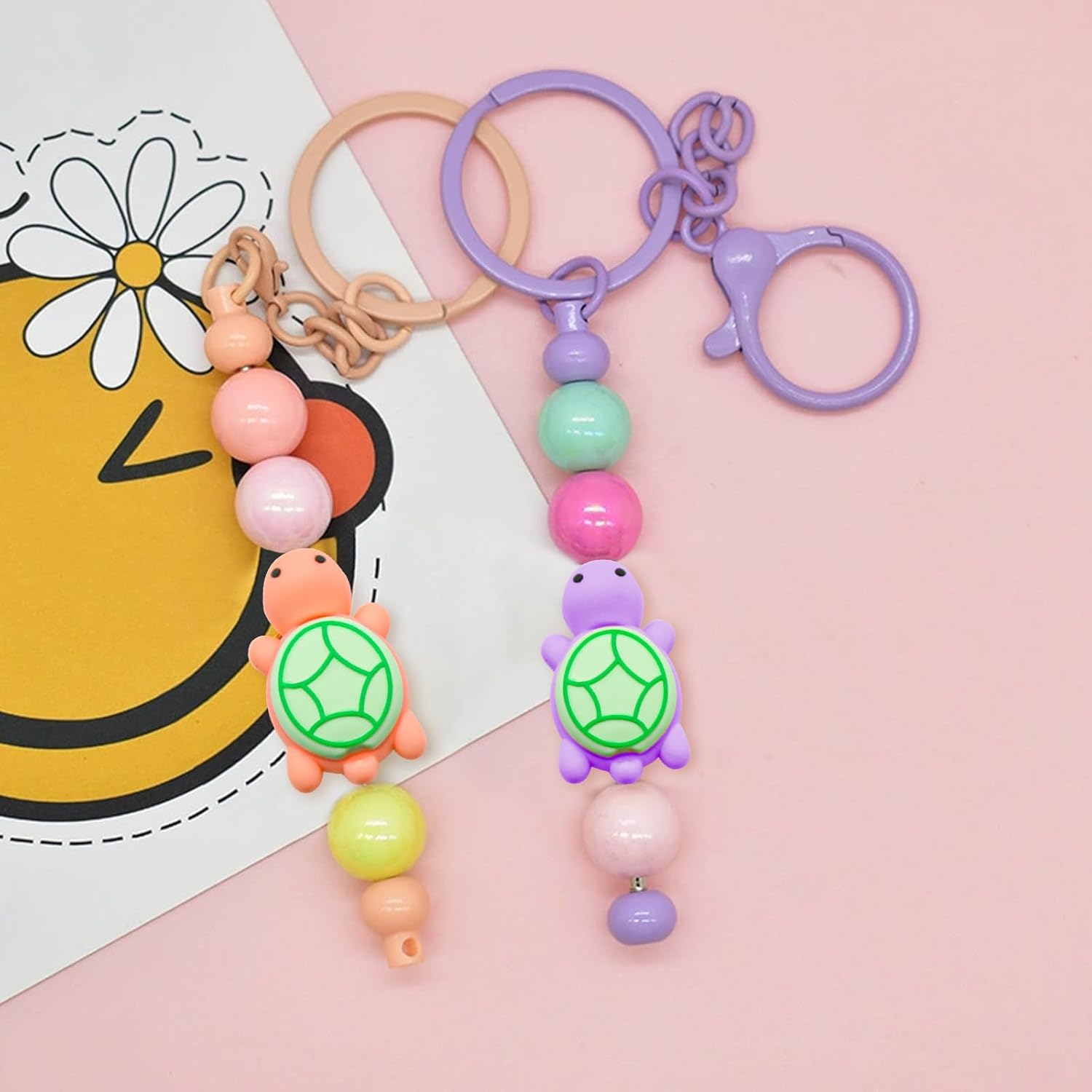 7 PCS 3D Turtle Silicone Focal Beads for Pens,Beaded Pen Supplies,Focal Beads Bulk for Making Keychain Handmade Crafts - Image 6