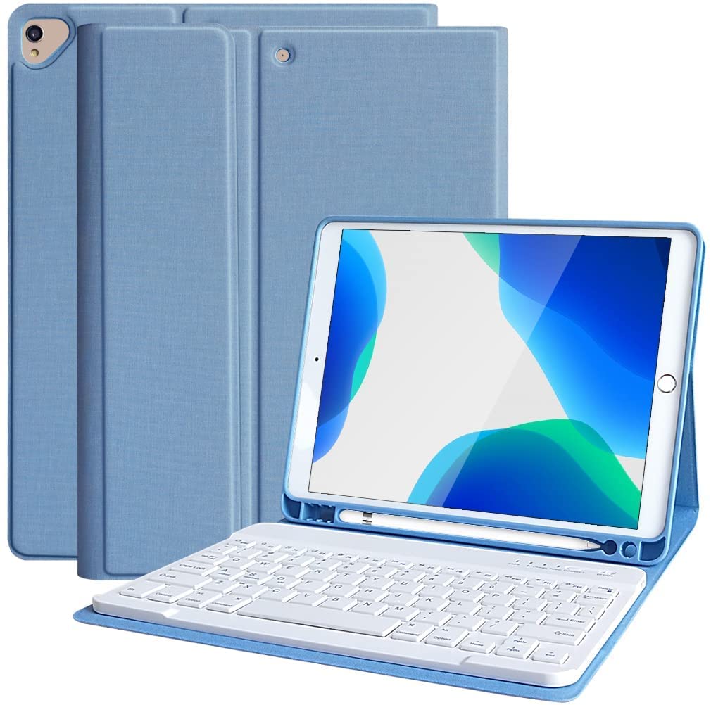 Coque Clavier AZERTY Pour IPad 9/8/7 (10,2”) – Clavier Magnétique Amovible, Porte-stylo, Batterie Longue Durée