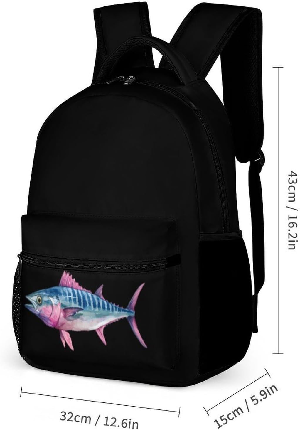 Wahoo Fish Novelty Backpack Set with Lunch Bag Pencil Cases image 2