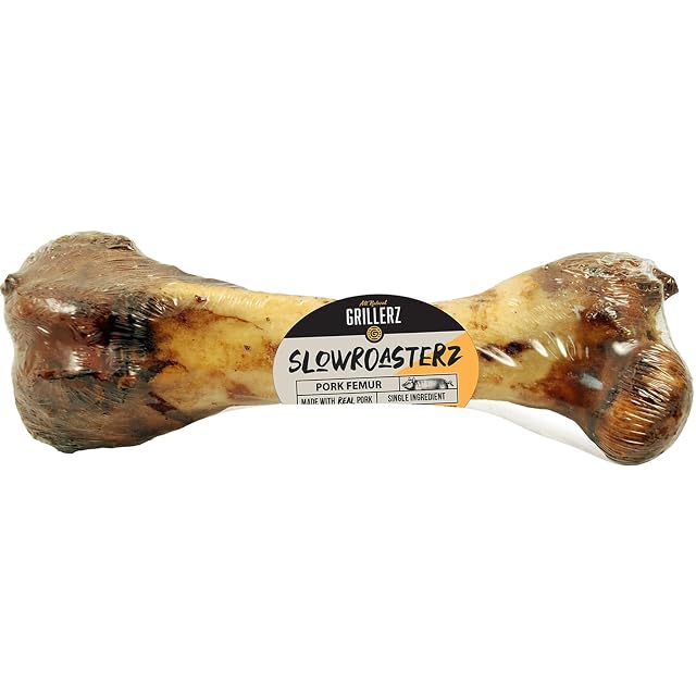Grillerz Pork Femur Bone 1 Count Rawhide Free All Natural Treat for All Breeds Gluten Free Long Lasting