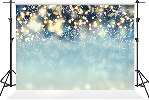 Miniatura 9 de Kate 10 x 10 pies Bokeh puntos con copos de nieve fondos de fotos de Navidad azul purpurina fondo de invierno para fotografía tela de algodón