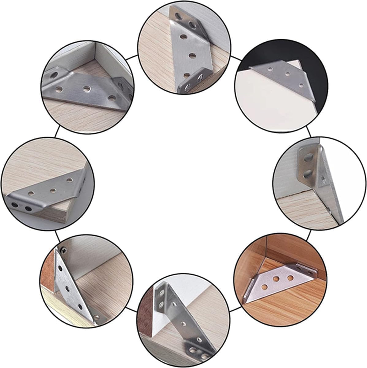 Tang.10pcs Stainless Steel Corner Code Fixed on Three Sides Right Angle Shelf Support Corner Flat Corner Brace Right Angle Bracket Stainless Steel Multifunction Corner Support，Equipped with 70 stainl