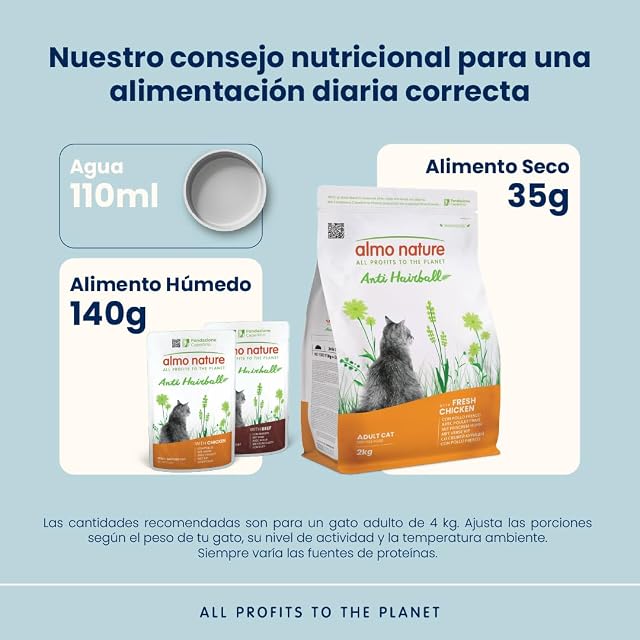 Foto 3 de 5 de Almo Nature Anti Hairball - Croquetas para Gato Adulto con Pollo Fresco, con Mezcla de Fibras Vegetales…