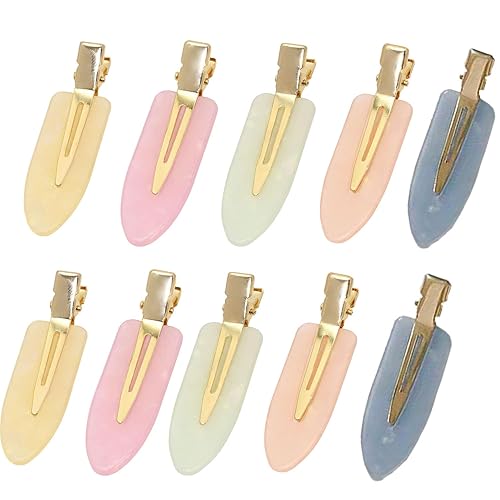 Bleigeeh 10 pinzas para el cabello sin dobleces de 2.4 pulgadas, sin arrugas, pinzas de maquillaje, pasadores de pelo para peluquería y maquillaje