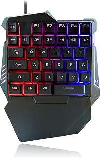 One Handed RGB Mechanical Gaming Keyboard, USB Wired Professional Gaming 35Keypads Keyboard, with Wrist Rest, Silent Keys, for Gaming