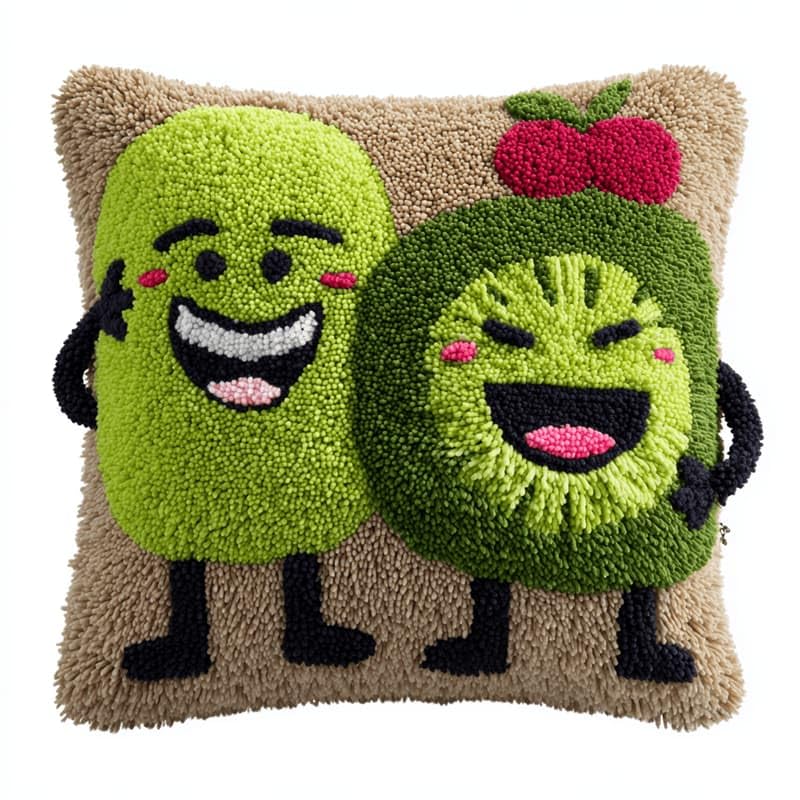 Kit tapis point noué latch hook DIY coussin canevas pour adulte débutant