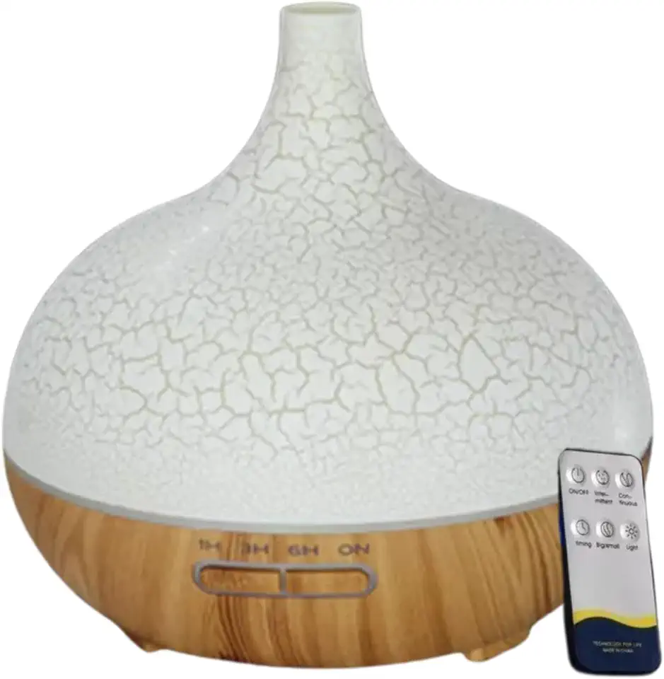 Umidificador Ar Ultrassônico 550ml, Difusor Óleos Essenciais, Aromatizador, Purificador de Ar Com Led 7 Cores, Com Controle Remoto, Temporizador De Até 8hrs, Desligamento Automático (Claro)