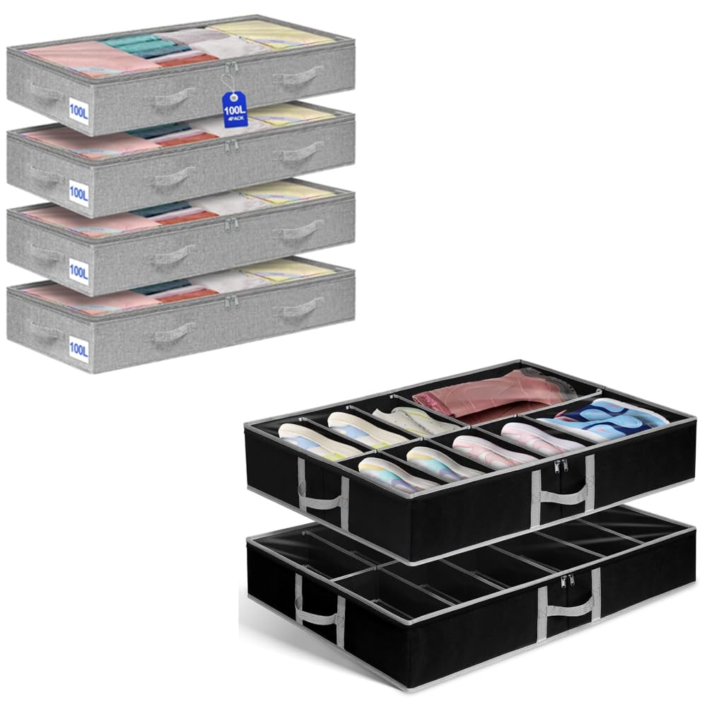 punemi100L Under Bed Storage Containers Under Bed Shoe Storage Organizer