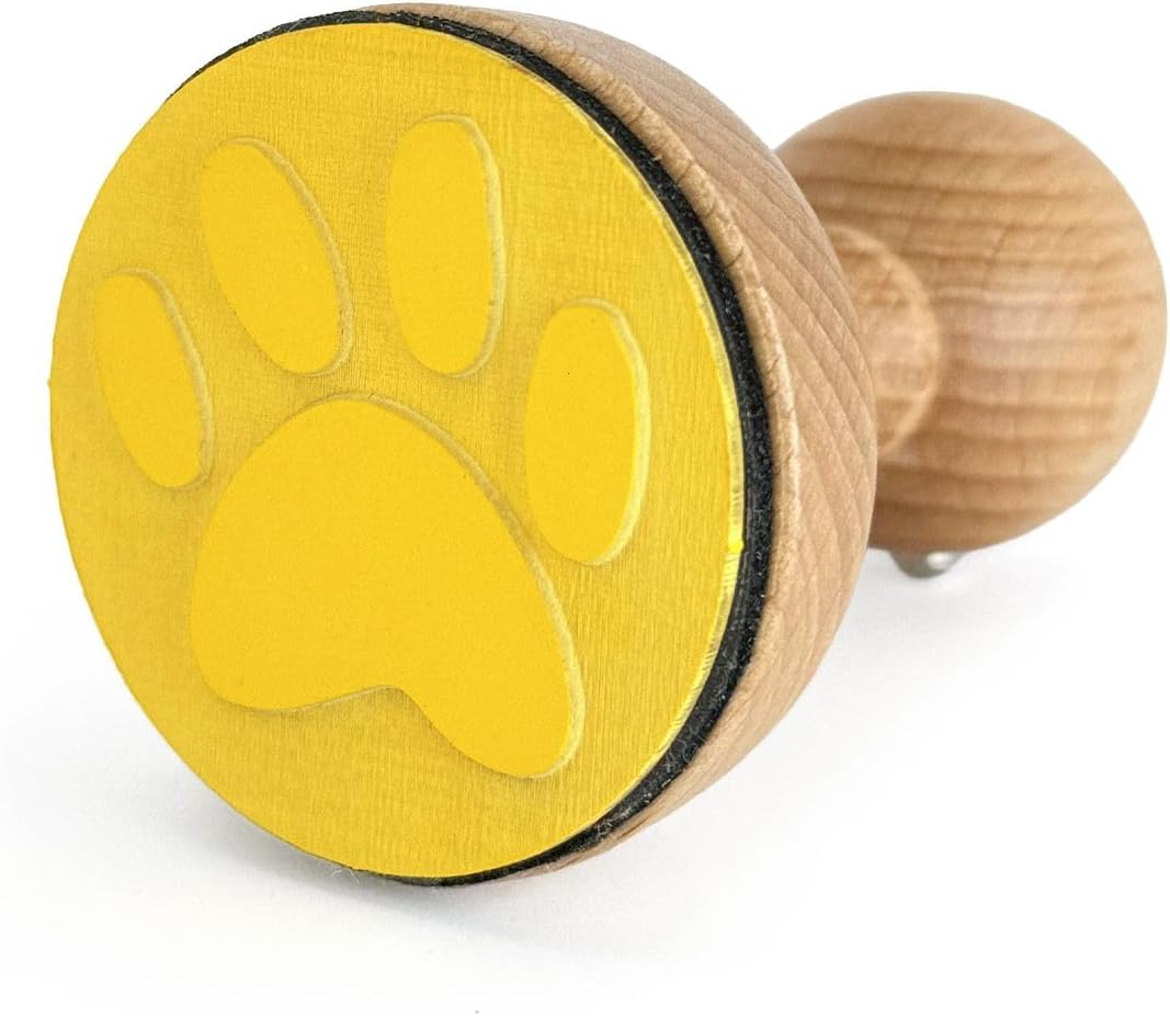 COLOP - Vintage Wooden Paw Print Rubber Stamp for Scrapbooking and Card Making - Decorative Craft Stamp for Planners, Journals, Classroom, or DIY Projects