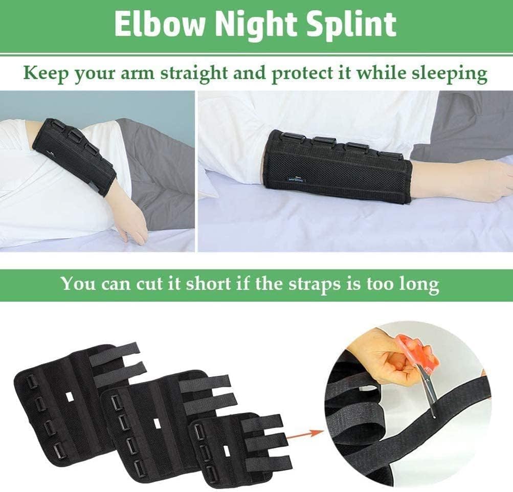 Elbow Splint Brace, Adjustable Stabilizer Brace for Fix Elbow, Night Splint Arm Support Sleeve Fits, for Arthritis Joint Pain Relief,S