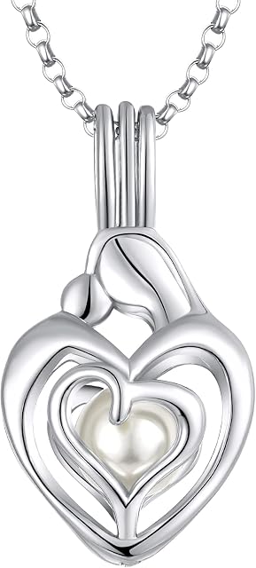 JO WISDOM Women Pearl Necklace,925 Sterling Silver Pendant Necklace with 3A Cubic Zirconia