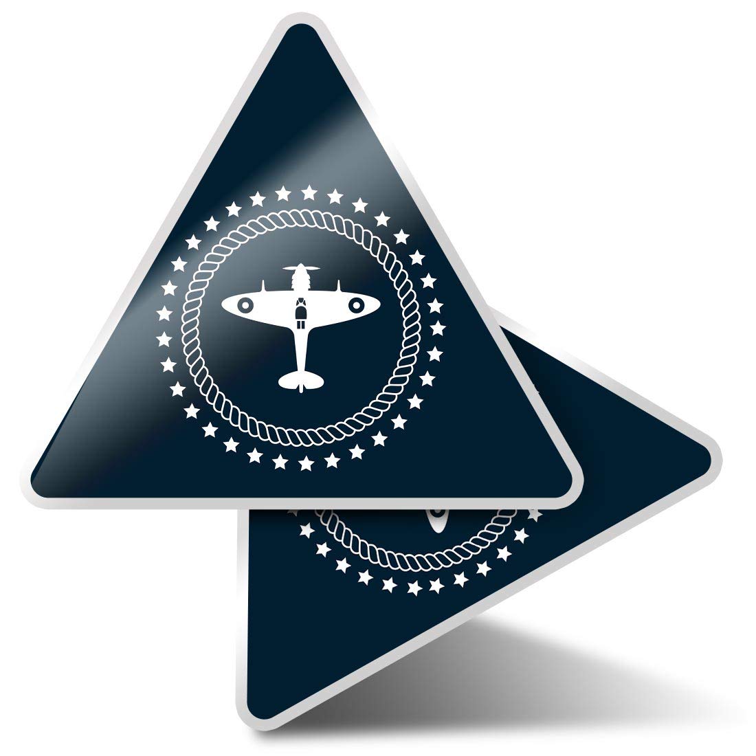 Destination Multi 2 X Triangle Stickers 7.5Cm - Spitfire Fun Decals For Laptops,Tablets,Luggage,Scrap Booking,Fridges #46326