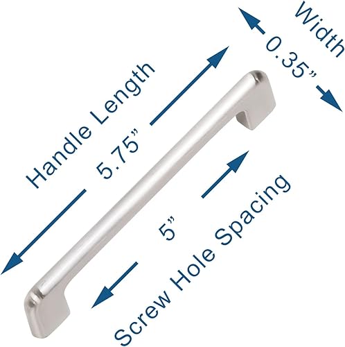 Miniatura 3 de Paquete de 1 unidad de níquel cepillado con agujero central de 5 pulgadas  Manijas de metal sólido para gabinetes de baño y decoración del hogar