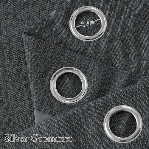 Image of NICETOWN Short Faux Linen Charcoal Gray Blackout Curtains 63 inches Long for Kitchen - Privacy Panels for Living Room Bedroom, Modern Farmhouse Style Easy Care Grommet Top, 2 Panels, W42 by L63