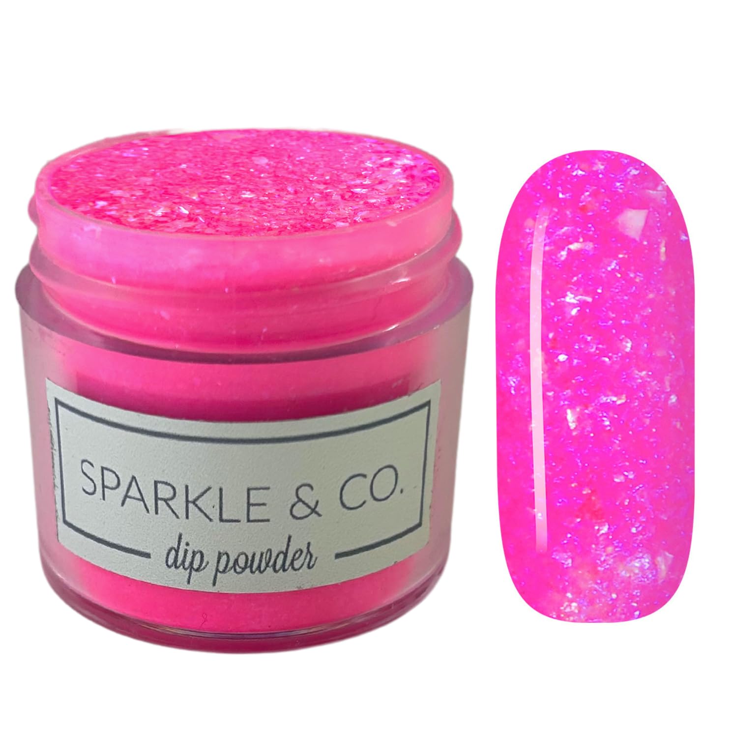 Sparkle & Co. Dip Powders – dp.246 High Rollers & High Heels (Pink Flake) 1 Ounce Dipping Powder Jar For Manicure DIY Summer Shade, No Lamp Needed