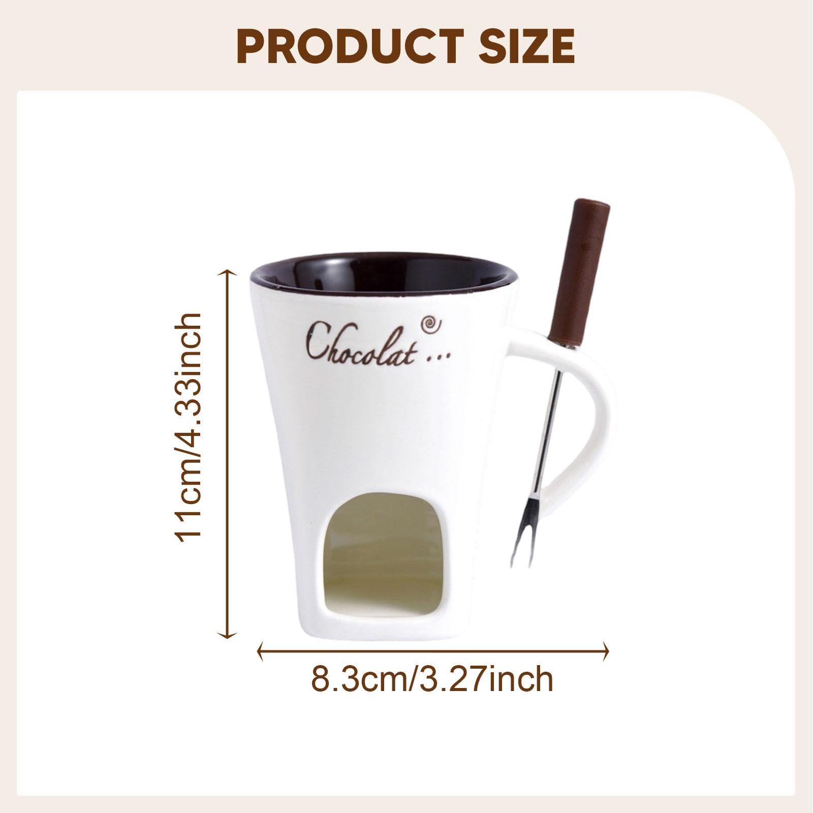 F Fityle Tazza per fonduta da 130 ml, scaldaburro, scioglicioccolato con forchetta, tazza per sciogliere, per caramelle, matrimoni, casa, Bianco