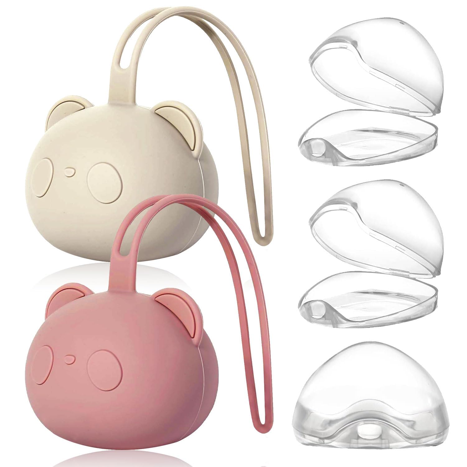 5 Stück Schnullerbox,2 Stück Silikon Schnulleraufbewahrung und 3 Stück Transparent Plastik Schnullerboxen,Portable Dustproof Schnullerbox,Silikon Schnuller Aufbewahrungsbox,Baby Schnullertasche