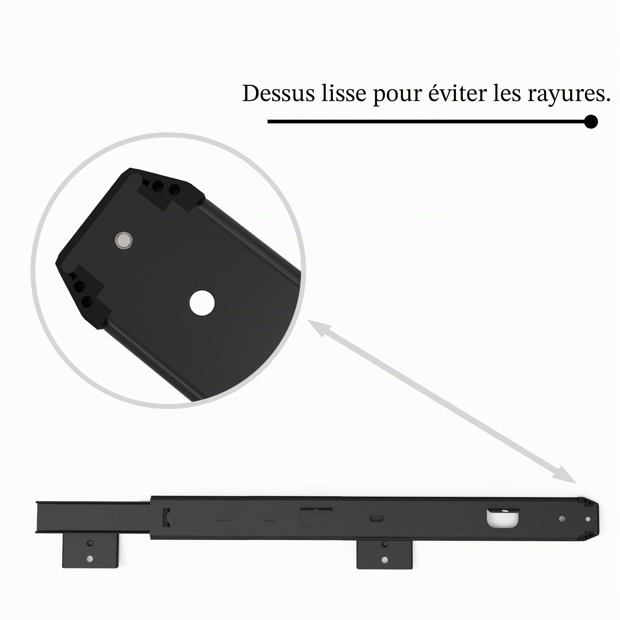FRMSAET Heavy Duty 305/355/405/455 mm d'épaisseur Construction en acier Clavier Tiroir Coulisses Plateau Armoire Meubles Quincaillerie Rails (455 mm, Noir) | Glissières de montage en métal robuste pour tiroir d'armoire, tiroir à clavier, tiroir à outils a