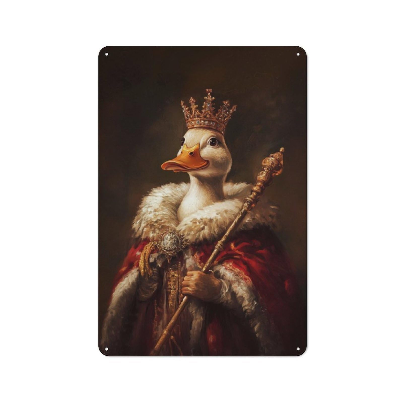Junmoney Duck King Portrait 30X20cm Retro Metal Sign With For Café Or Restaurant, For Collectors Decorating Cafés And Restaurants
