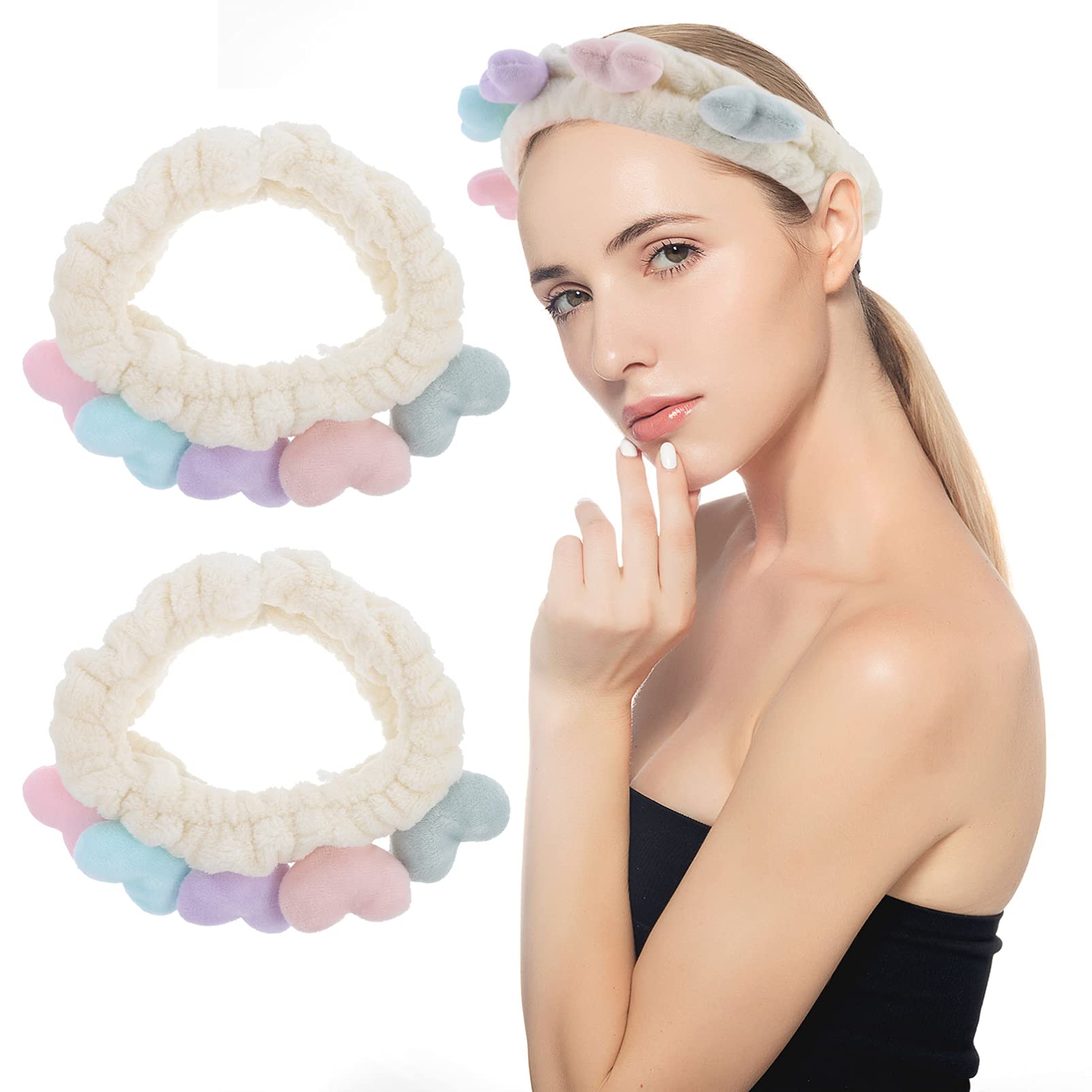 Spa Headband for Women，Soft coral fleece Facial Makeup Headband skincare headban Snail Cartoon Spa Headband | Soft Coral Fleece Wraps for  main image 2