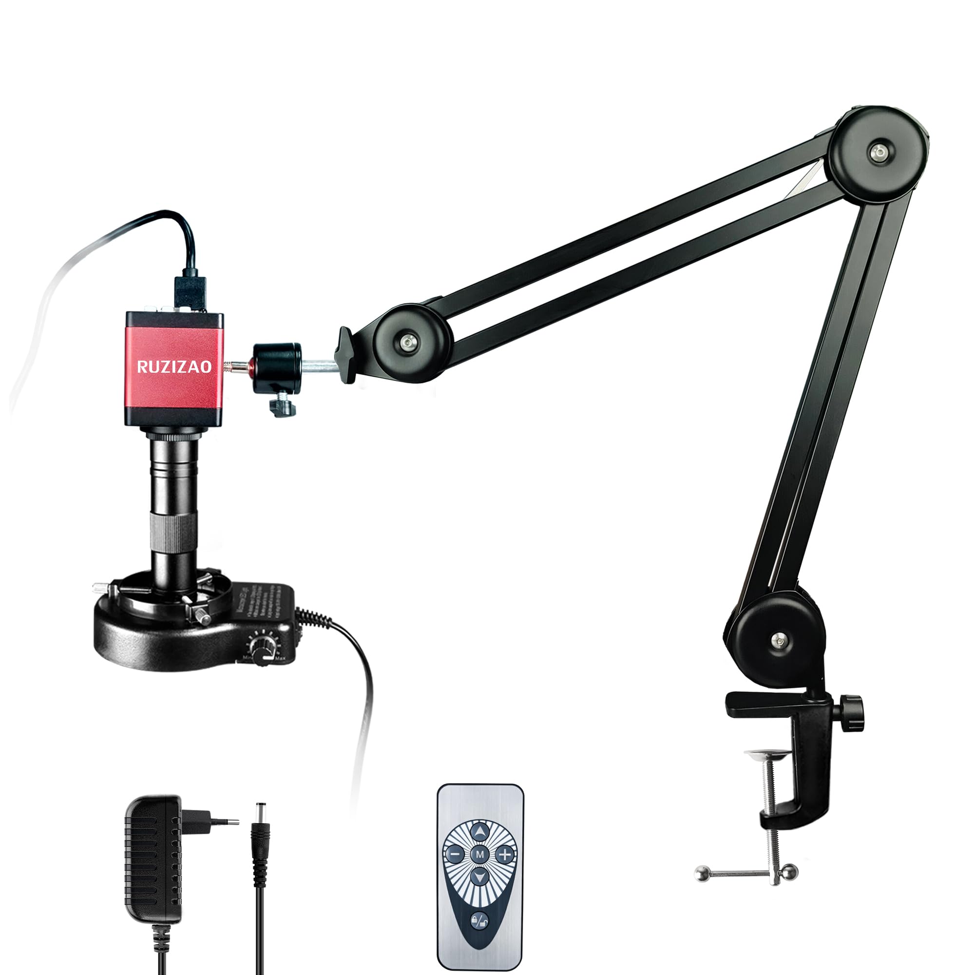 Microscope Numérique 13MP 1080P HDMI VGA 150X Zoom Caméra Industriel Objectif Monture C Support Pliable Éclairage Annulaire LED