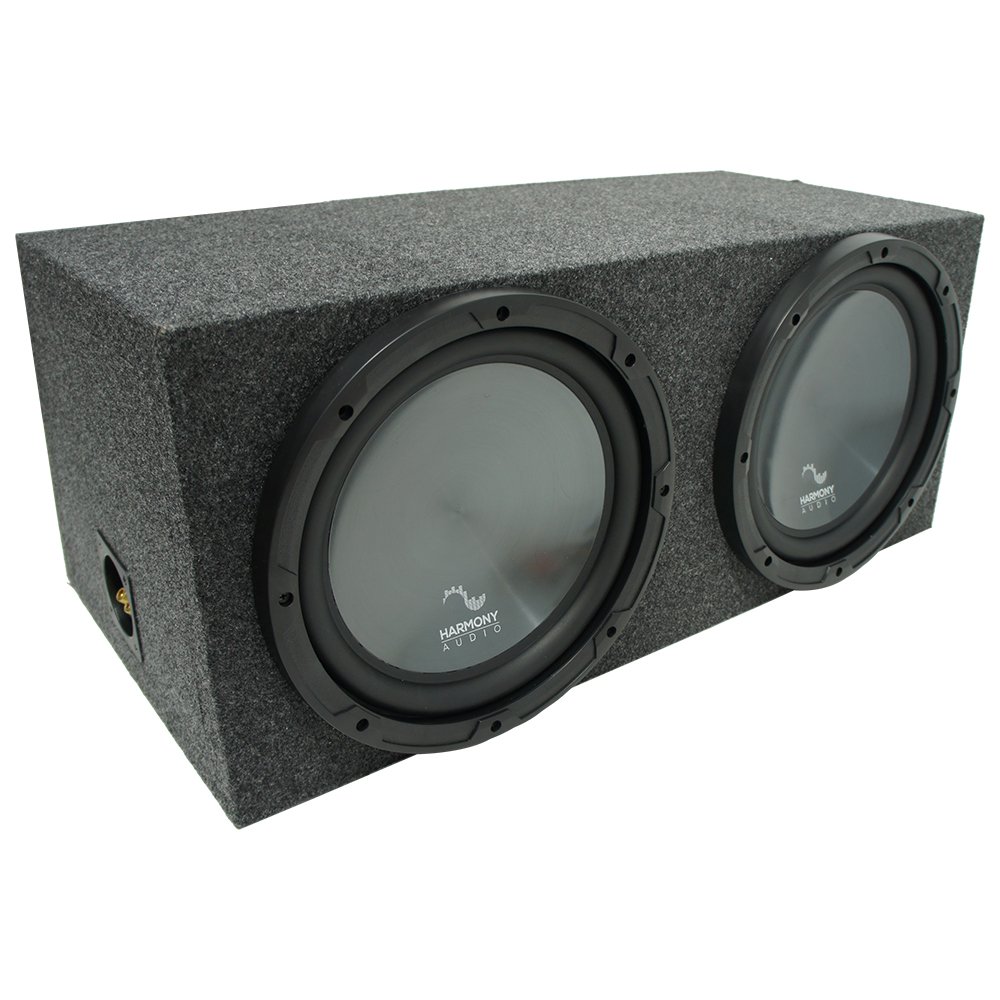 Harmony Audio Bundle Compatible with Universal Car HA-R124 Dual 12" Loaded Sub Box Rearfire Enclosure