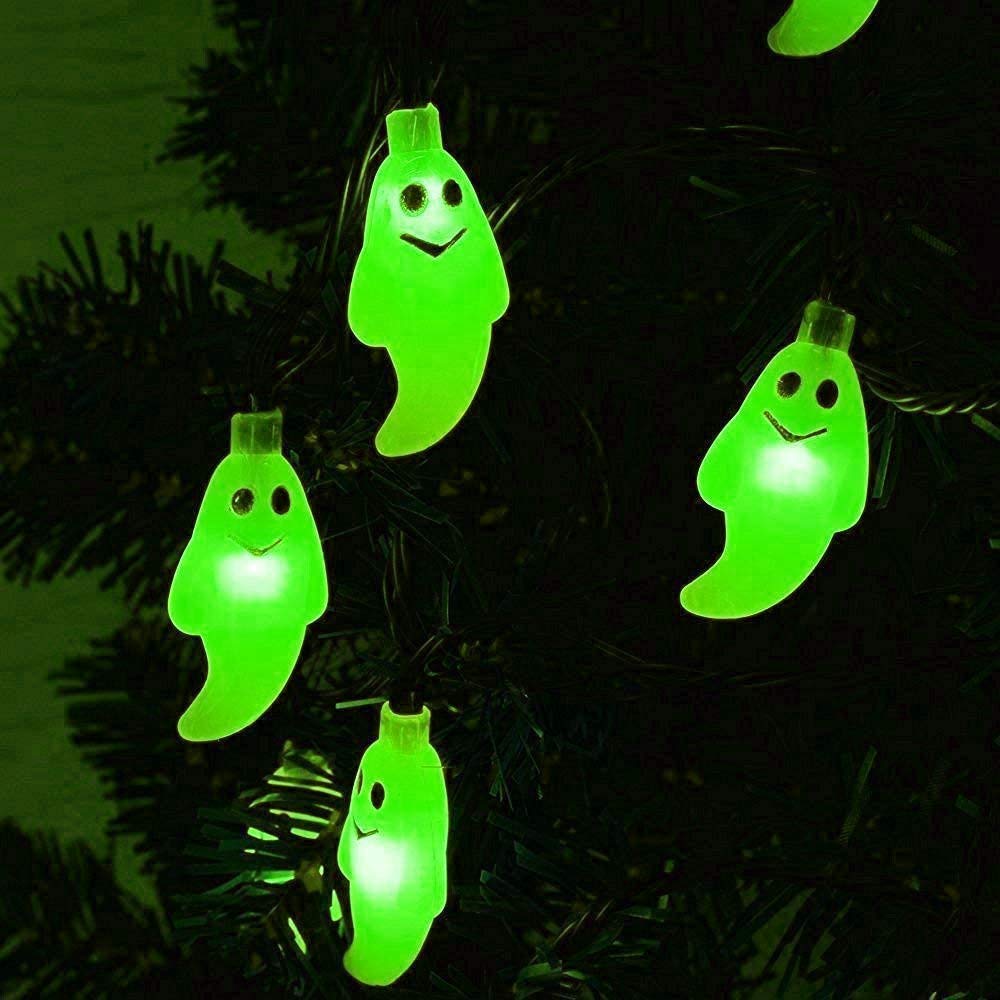 Guirnalda de luces solares fantasmas para exteriores, 22 m, 200 LED, guirnalda de luces solares de fantasma, impermeable, 8 modos para jardín y patio (verde)