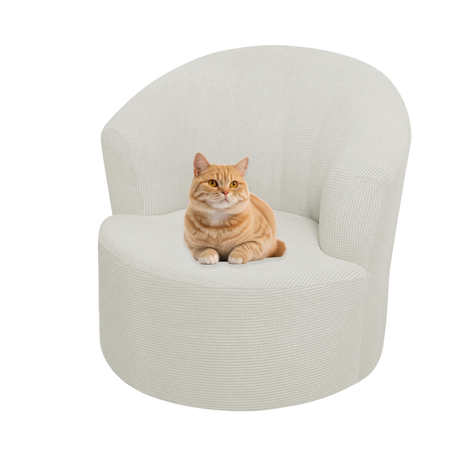 Funda Elástica para Silla Giratoria de Barril Moderna Funda para Sillón Giratorio Funda para Sillón Redondo Tipo Barril Funda para Sillón Club (Blanco Juego de 2)