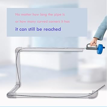 Drain Snake Auger, 33ft Heavy Duty Plumbing Snake for Kitchen Sink, Toilet, Shower, Bathtub Drain Clog Remover, Unclog Drain Hair Removal Tool (Blue-33 FT)
