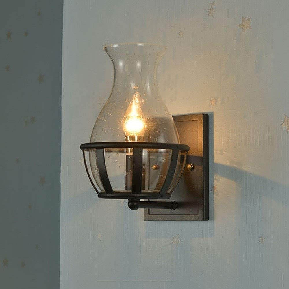 SXSCARKX American Country Loft Vintage Iron Art Metal Barn Wall Lamp Creative Clear Glass Lantern Kerosene Horse Light Rustic Indoor Restaurant Hotel Bedroom Sconce Lighting Fixture E27 EDI