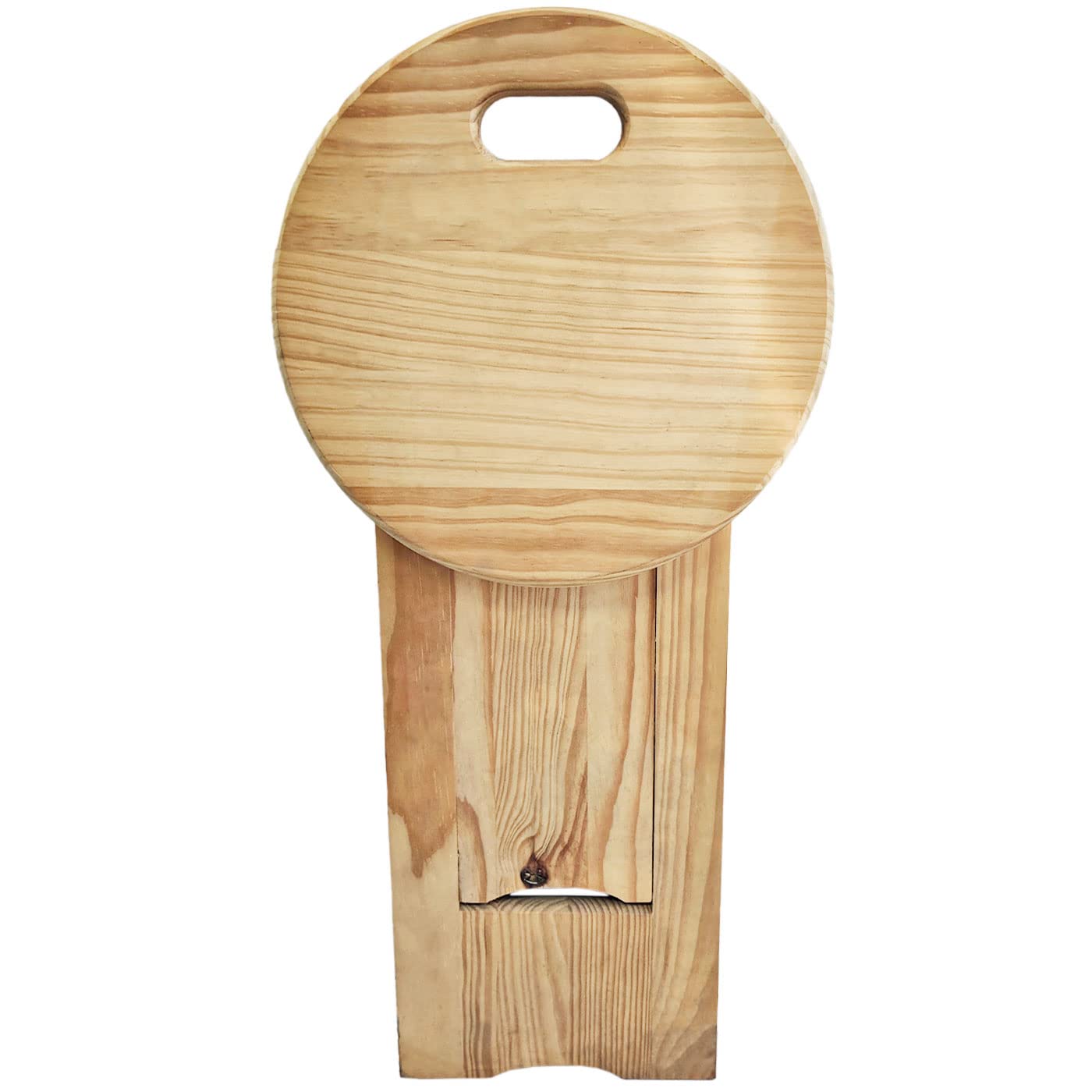 Acan Tradineur Tabouret rond pliable en bois avec poignée et repose-pieds, stable et robuste, pour jardin, balcon, terrasse, camping, maison, 45 x 32 cm