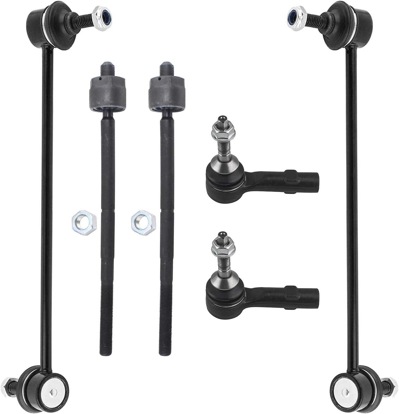 Detroit Axle - Front 6pc Suspension Kit for Ford Taurus X Five Hundred Freestyle Mercury Montego Sable,4 Inner Outer Tie Rod Ends 2 Sway Bars Replacement