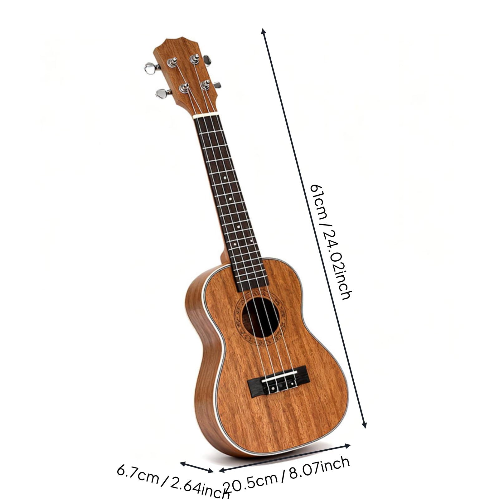 Ukulele per Principianti Ukulele Soprano Strumento a Chitarra Corpo in Palissandro Bordi Rifiniti Aspetto Tono Chiaro Piacevole Adatto a Bambini Principianti Allenamento Casa 23inch